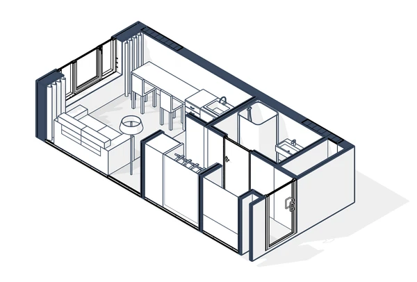 ПШ-ГП3-7-7.5.4 - Квартира с объединенной кухней-гостиной в жилом районе ...